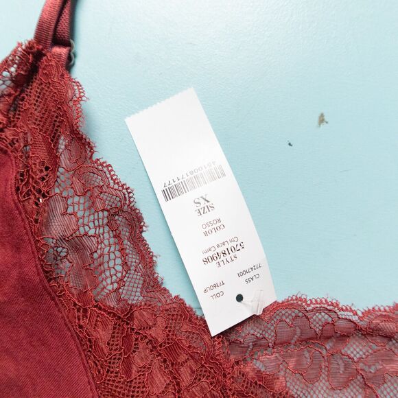 NWT White House Black Market Red Y2K Lace Trim Cami Tank Top Size Small - Picture 2 of 7